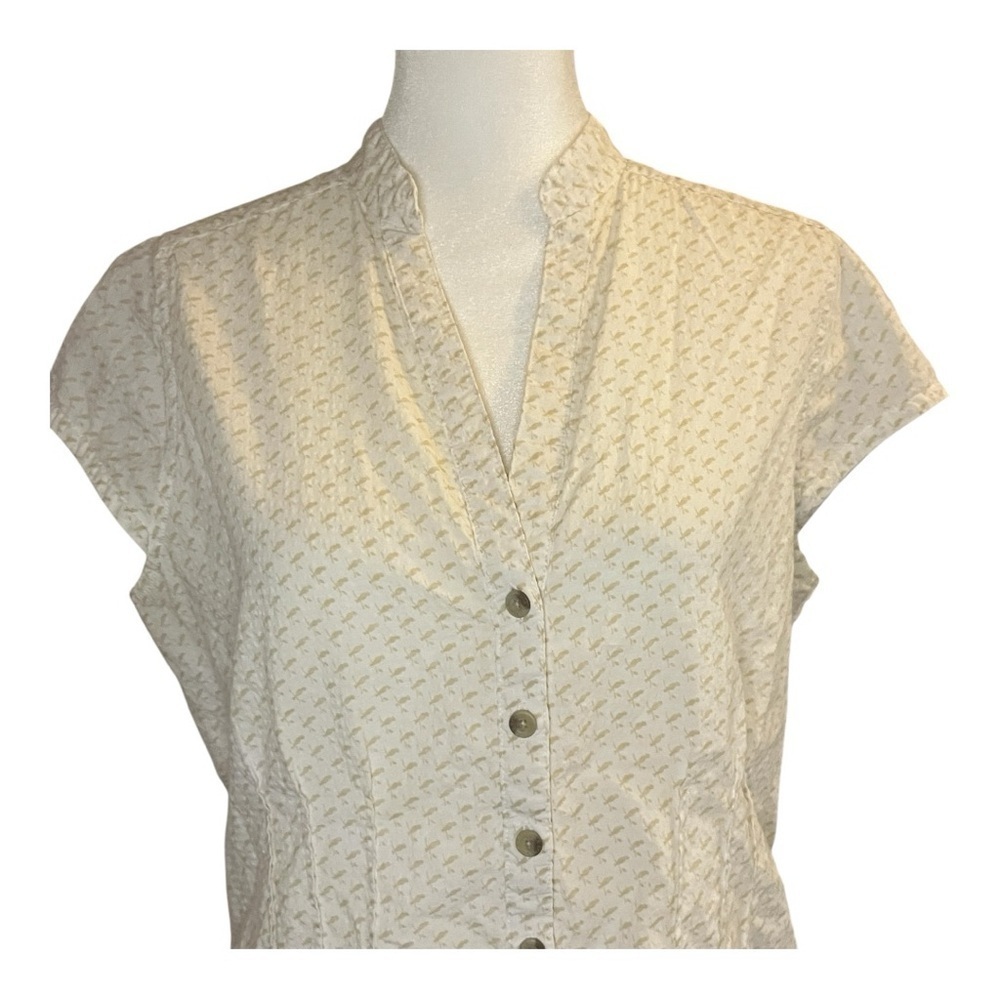 Columbia Elegant Cream Button-Up Women's Top Medium - Picture 5 of 10
